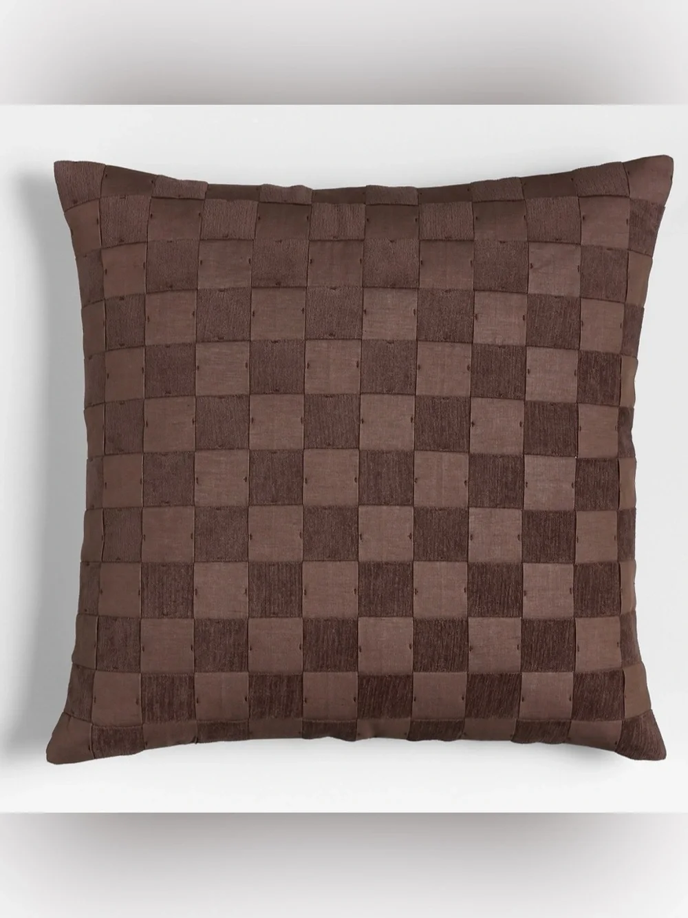 CRATE & BARREL - Woven Organic Cotton/Linen Square Throw Pillow in Brown